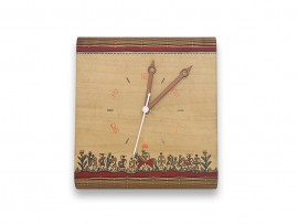 Wooden Table Clock with Warli Art