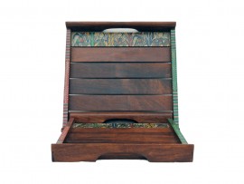 Shesham Wood Tray with Warli Art (Set of 2) - Dark Brown - Small